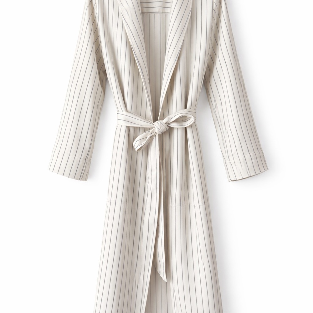 Aritzia Babaton Ivory Striped Robe Coat